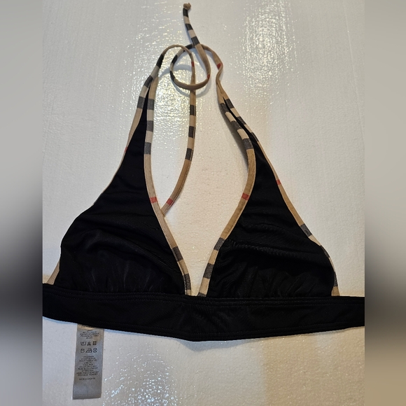 BURBERRY BURBERRY BLACK BATHING SUIT TOP S  WITH PLAID - Picture 2 of 7